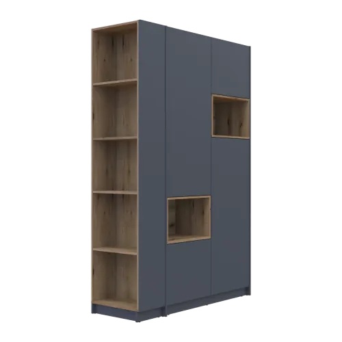Этажерка к шкафу Doros Дэйл Графит/Дуб Эвок 52х28х220 (41516119)