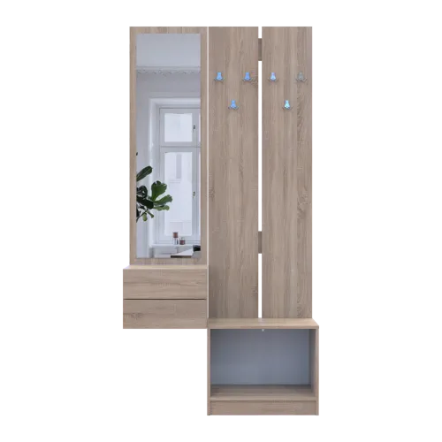 Прихожая Doros Сола 2+3 Doros Дуб Сонома/Белый ДСП/зеркало 105х40х215 (42005148)