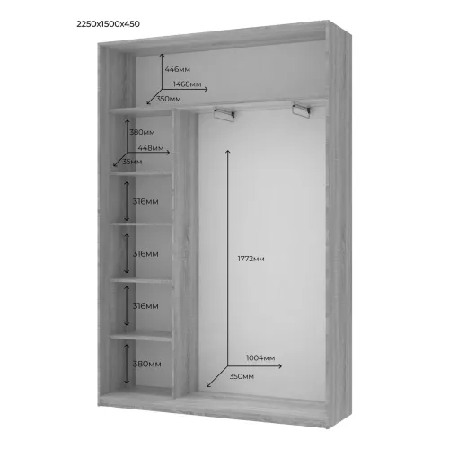 Шафа купе Doros Сіті Лайт Кашемір 1 ДСП / 1 дзеркало 150х45х225 (80736356)