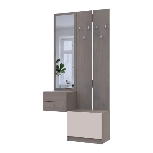 Прихожая Doros Сола 2+3 Канноло/Кашемир ДСП/зеркало 105х40х215 (42005234)
