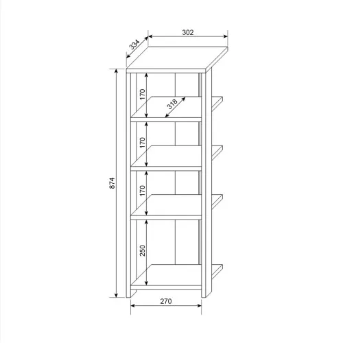 Тумба для обуви ТДВ-2 302мм x 334мм x 874мм