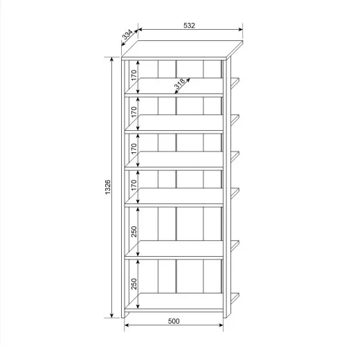 Тумба для обуви ТДВ-12 532мм x 334мм x 1326мм