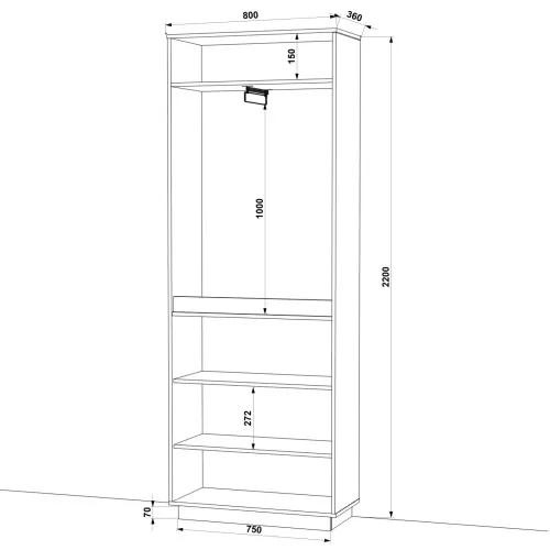 Шафа розпашна HOLD №8d 80x38x220 см