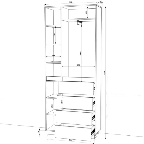 Шафа розпашна HOLD №13d 90x38x220 см