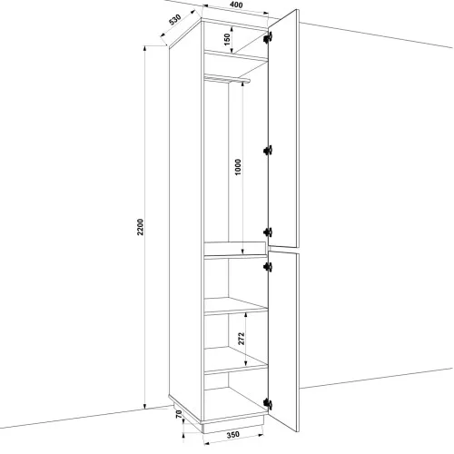 Шафа розпашна HOLD №23d 40x55x220 см