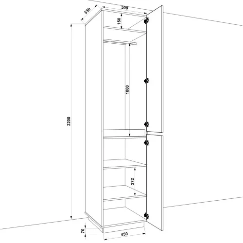 Шафа розпашна HOLD №24d 50x55x220 см