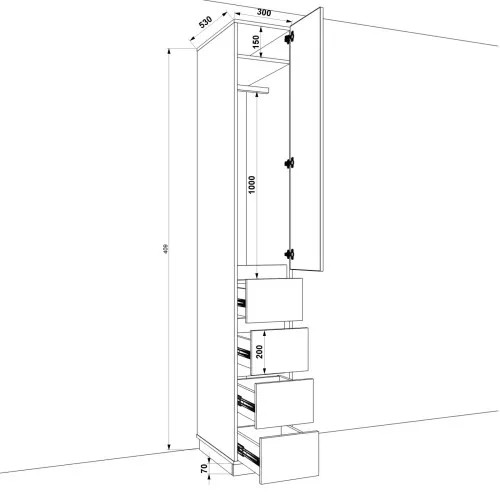 Шкаф распашной HOLD №28d 30x55x220 см