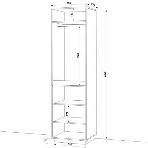 Шафа розпашна HOLD №31d 60x55x220 см