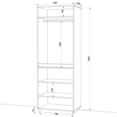 Шафа розпашна HOLD №32d 80x55x220 см