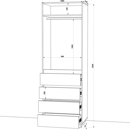 Шафа розпашна HOLD №36d 100x55x220 см