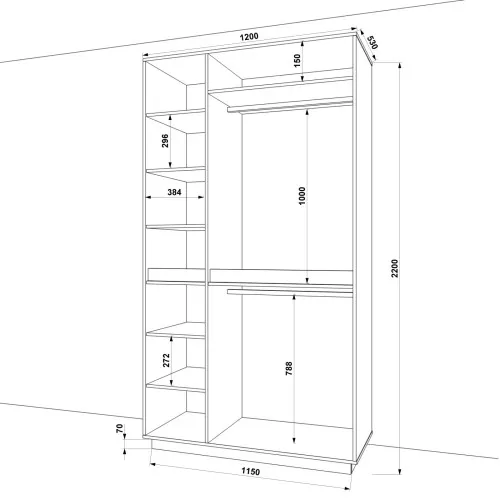 Шафа розпашна HOLD №38d 120x55x220 см