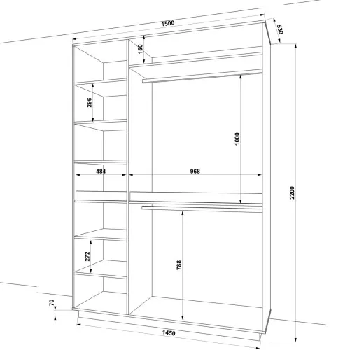 Шафа розпашна HOLD №39d 150x55x220 см