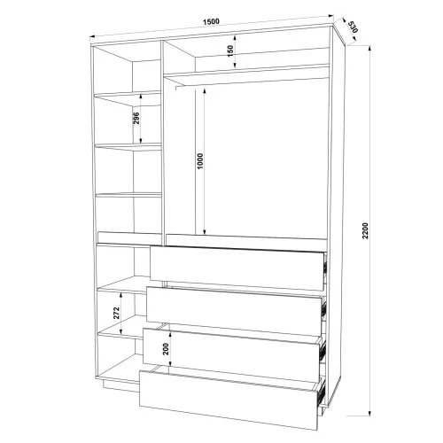 Шафа розпашна HOLD №42d 150x55x220 см