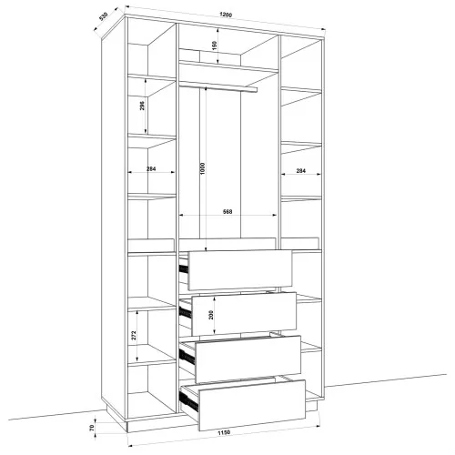 Шафа розпашна HOLD №46d 120x55x220 см