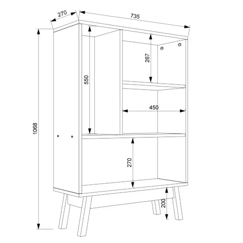 Стеллаж W9 735мм x 270мм x 1068мм
