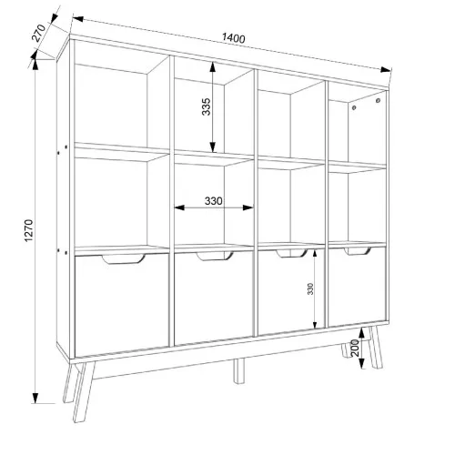 Стеллаж W18 1400мм x 270мм x 1270мм