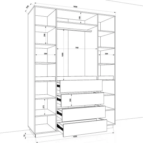 Шафа розпашна HOLD №47 німфея Альба 160x55x220 см