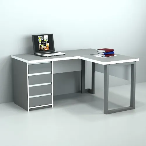 Офісний стіл лофт ГК-3 1200x1600x765 Сірий/Білий V5056