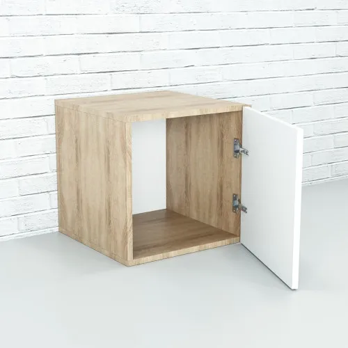 Тумба Тетрис куб-1 400x400x400 Белый/Дуб Сонома