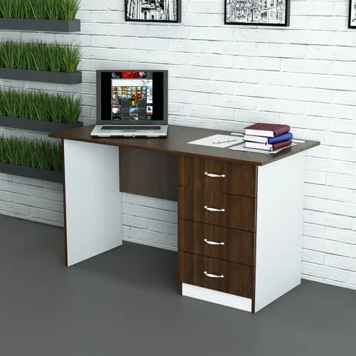 Офісний стіл СД-П2 1200x600x750 Білий/Дуб Венге