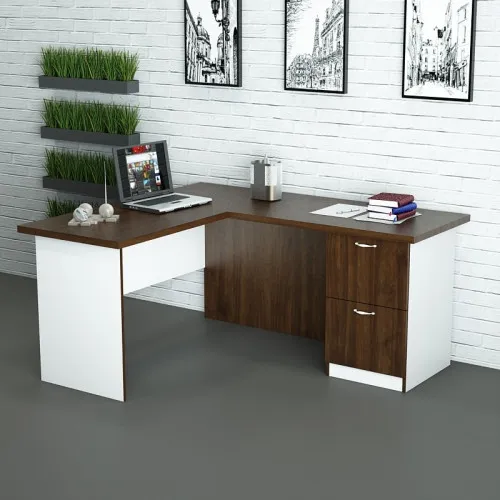 Офісний стіл СД-У5-1 1200x1400x750 Білий/Орех Темный