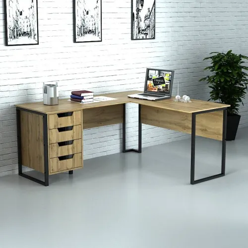 Офісний стіл лофт СМУВ-1-1 1400x1600x750 Дуб Аппалачі/Дуб Вотан V5203