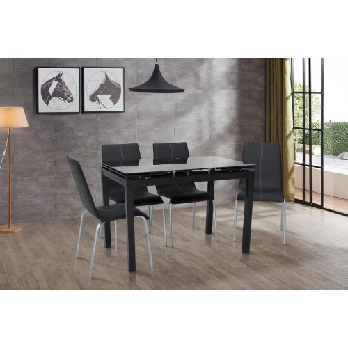 Стол Венди XS-1025, 80/130*65 черный (стекло)