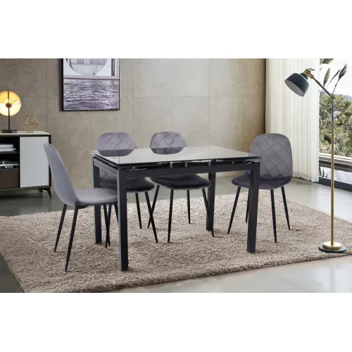 Стол Венди XS-1025, 80/130*65 черный (стекло)