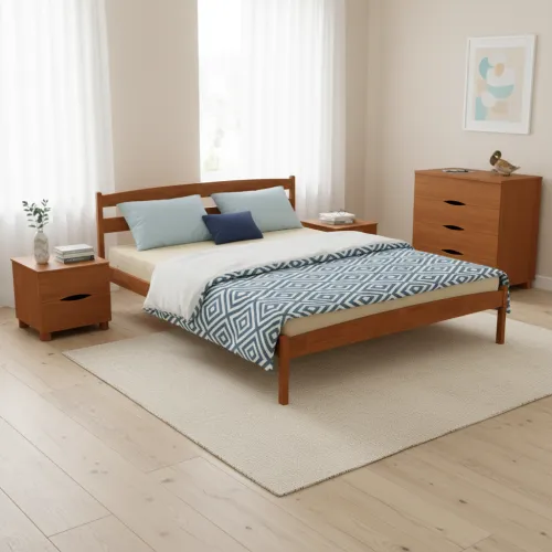 Двуспальная кровать 160х200 Ликерия без изножья светлый орех