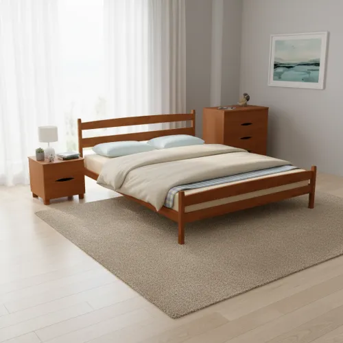 Двуспальная кровать 160х200 Ликерия с изножьем светлый орех