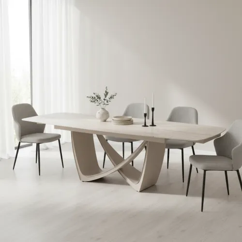 Керамічний стіл Беатріче TML-994 грей травертін бежевий