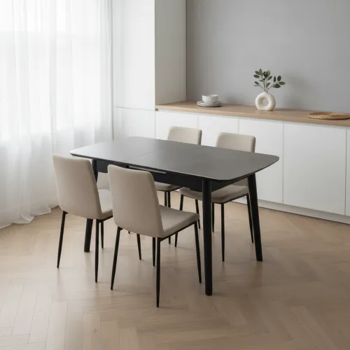 Керамічний стіл TM-87 гріджіо латте + чорний