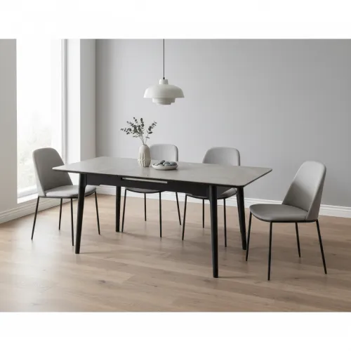 Керамічний стіл TM-89 калакатта мармур (сіра кераміка) + чорний