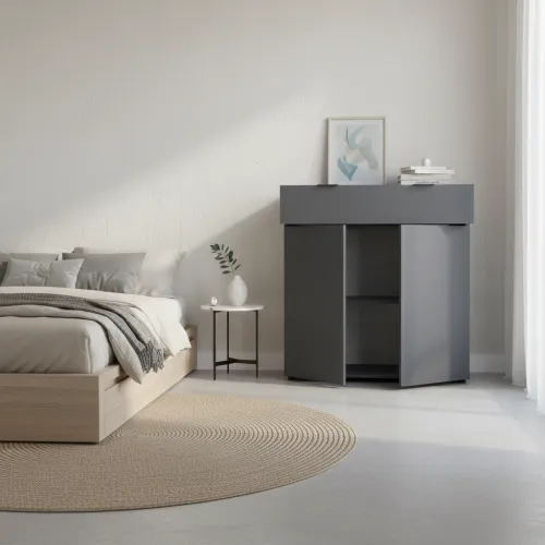 Комод Doros Рон 2 2 фасади 1 ящик Графіт 80х38х100 (41516004)