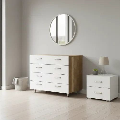 Комод К-2Б 550x800x850 Білий/Дуб Сонома V3078