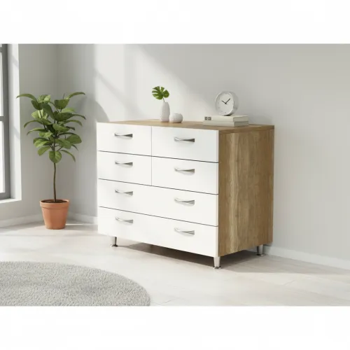 Комод К-3Б 800x450x850 Білий/Дуб Сонома