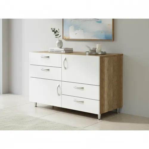 Комод К-4В 1000x450x850 Білий/Дуб Сонома