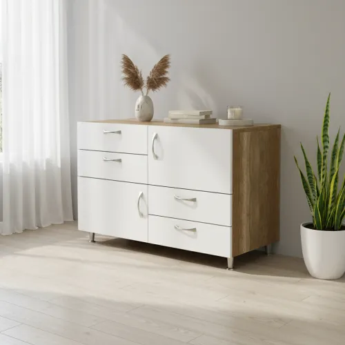 Комод К-4В 500x1000x850 Білий/Дуб Сонома V3096