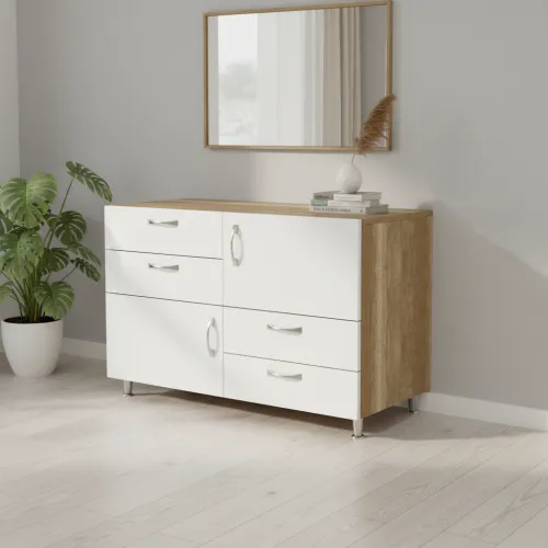 Комод К-4В 550x1000x850 Білий/Дуб Сонома V3097