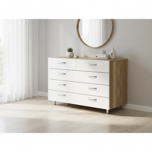 Комод з фасадами МДФ КМ-2В 1000x450x850 Білий/Дуб Сонома