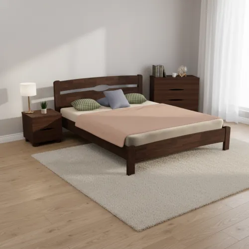 Двоспальне ліжко 140x200 Кароліна без ізножья темний горіх