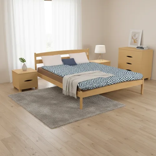 Двоспальне ліжко 140x200 Лікерія без ізножья бук натуральний