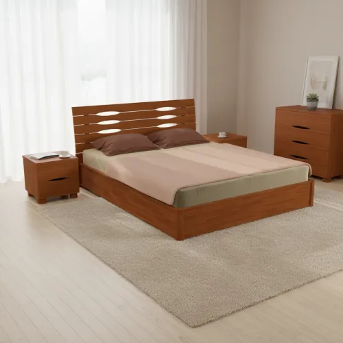 Двоспальне ліжко 140x200 Марія з рамою світлий горіх