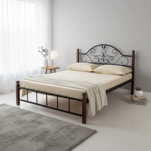 Двоспальне ліжко 140x200 Анжеліка дерев'яні ніжки