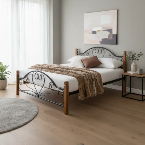 Двоспальне ліжко 140x200 Джоконда дерев'яні ніжки