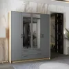Распашной шкаф для одежды Doros Ронди с зеркалом Дуб Артизан/Графит 4ДСП 160х52х195 (80737826)