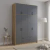 Шафа для одягу Doros Ронді з високою антресоллю Дуб Артизан/Графіт 4 ДСП 160х52х260 (42005188)