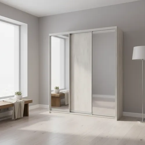 Шкаф купе Doros Сити Лайт Белое дерево 1 ДСП / 2 Зеркала 180х60х225 (42002055)