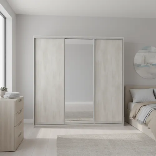 Шкаф купе Doros Сити Лайт Белое дерево 2 ДСП / 1 Зеркало 225х60х225 (42002067)