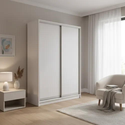 Шафа-купе дводверна 1400×450×2100 мм Білий ДСП EШК 2.1.21.45.14.1